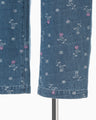 Floral Jacquard High Waisted Denim Trousers - blue