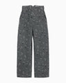 Floral Jacquard High Waisted Denim Trousers - grey