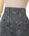 Floral Jacquard High Waisted Denim Trousers - grey