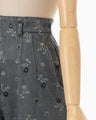 Floral Jacquard High Waisted Denim Trousers - grey