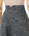 Floral Jacquard High Waisted Denim Trousers - grey