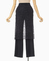 Raschel Lace Layered Trousers - navy