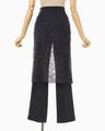 Raschel Lace Layered Trousers - navy