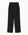 Triacetate Polyester High Waisted Wide Trousers - black