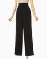 Triacetate Polyester High Waisted Wide Trousers - black