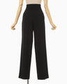 Triacetate Polyester High Waisted Wide Trousers - black