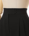 Triacetate Polyester High Waisted Wide Trousers - black
