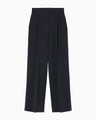 Triacetate Polyester High Waisted Wide Trousers - navy