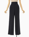 Triacetate Polyester High Waisted Wide Trousers - navy