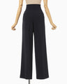 Triacetate Polyester High Waisted Wide Trousers - navy