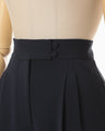 Triacetate Polyester High Waisted Wide Trousers - navy