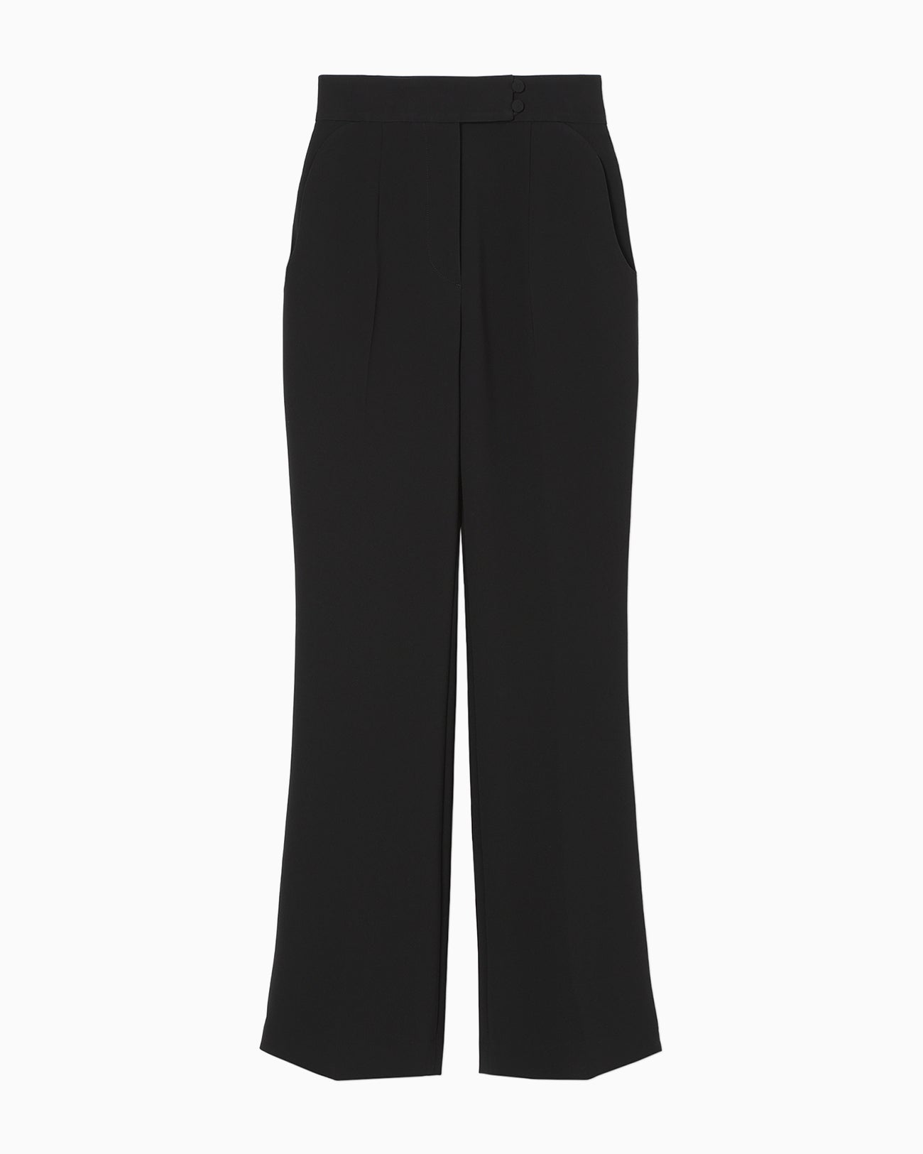 Triacetate Polyester High Waisted Center Creased Suit Trousers