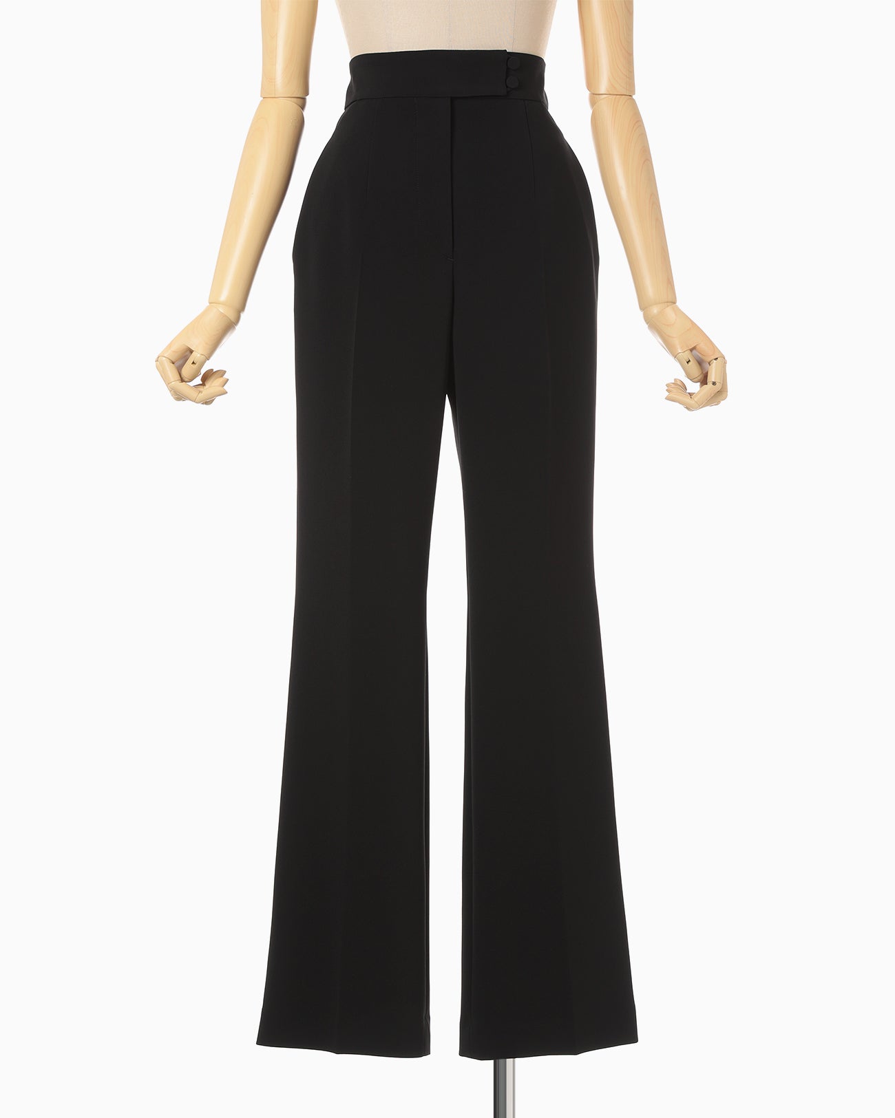 Triacetate Polyester High Waisted Center Creased Suit Trousers