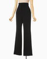 Triacetate Polyester High Waisted Center Creased Suit Trousers - black