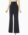 Triacetate Polyester High Waisted Center Creased Suit Trousers - navy