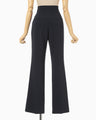 Triacetate Polyester High Waisted Center Creased Suit Trousers - navy