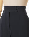 Triacetate Polyester High Waisted Center Creased Suit Trousers - navy