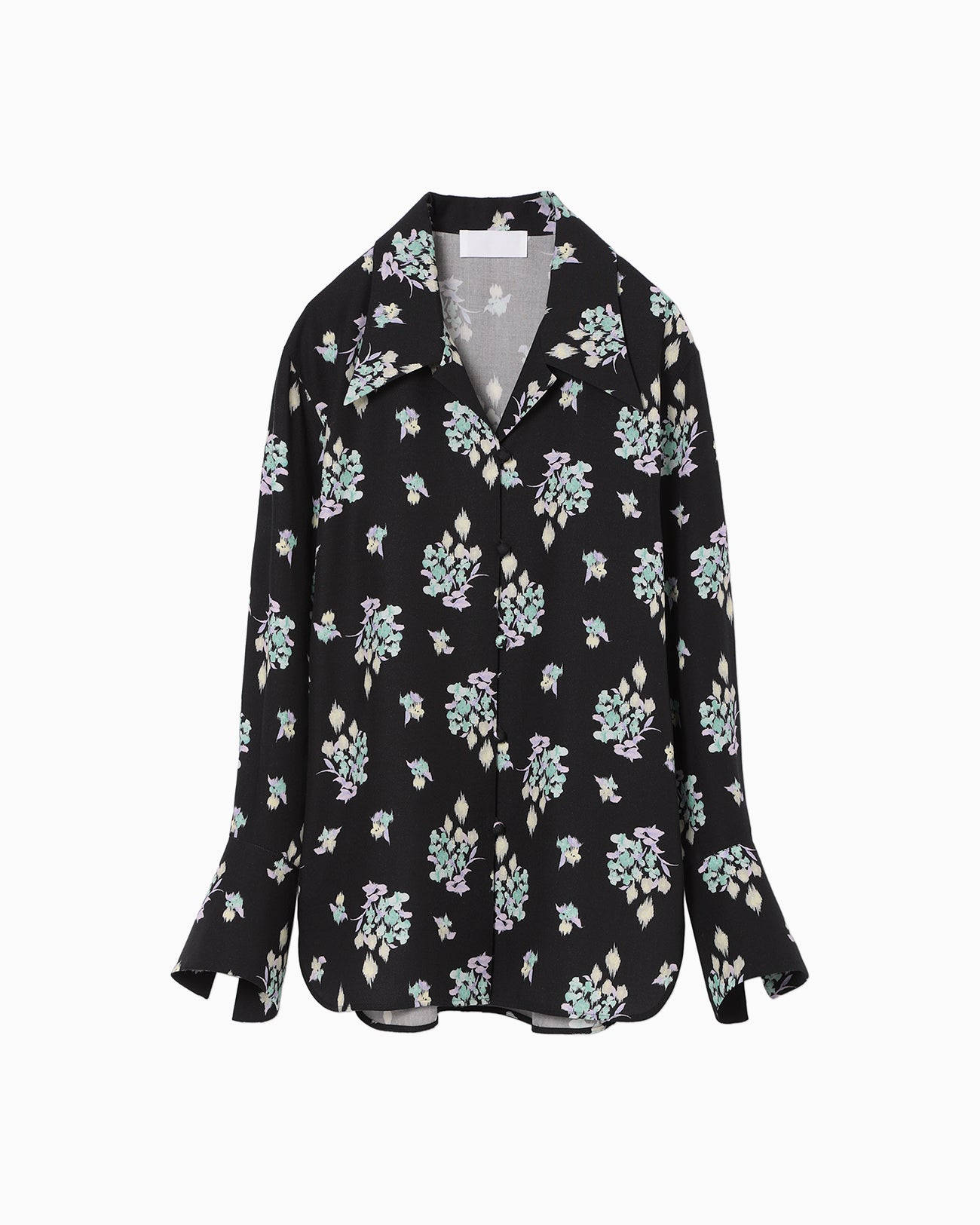Floral Motif Printed Shirt - black - Mame Kurogouchi
