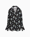Floral Motif Printed Shirt - black