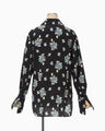 Floral Motif Printed Shirt - black