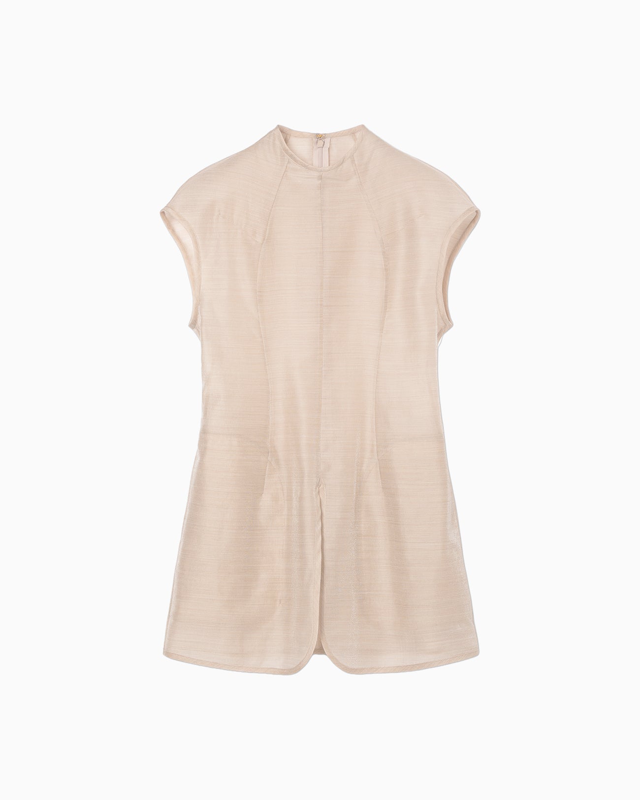 Wool Nylon Capsleeve Shimmering Top - beige - Mame Kurogouchi