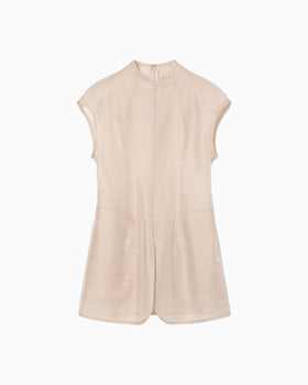 Wool Nylon Capsleeve Shimmering Top - beige