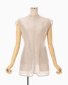 Wool Nylon Capsleeve Shimmering Top - beige