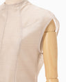 Wool Nylon Capsleeve Shimmering Top - beige