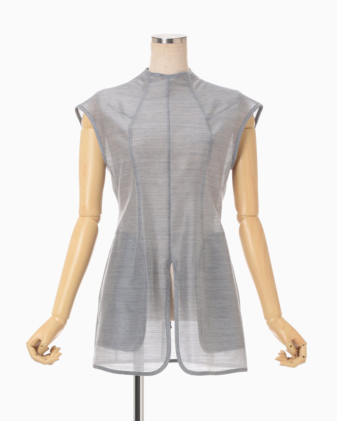 Wool Nylon Capsleeve Shimmering Top - grey - Mame Kurogouchi
