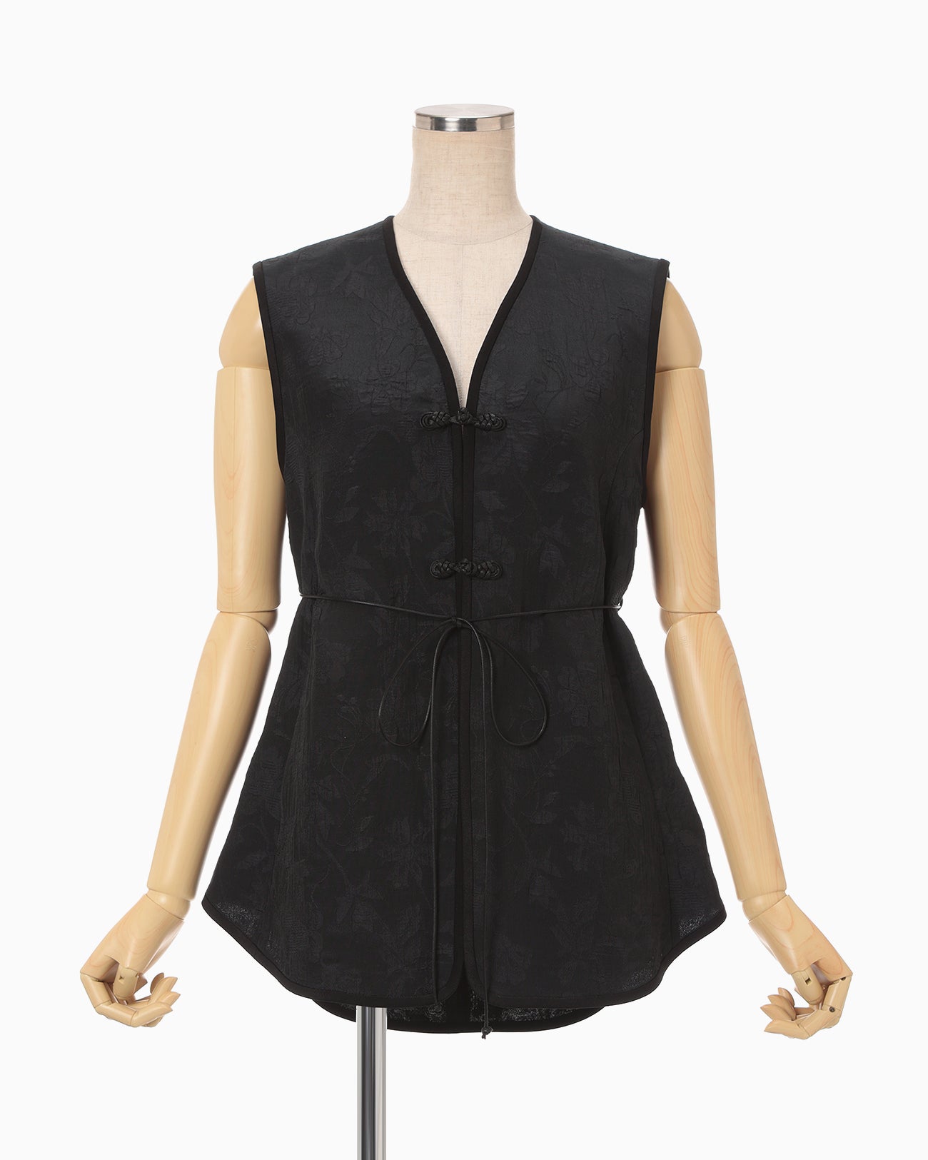 Raised Jacquard Frog Button Vest - black - Mame Kurogouchi