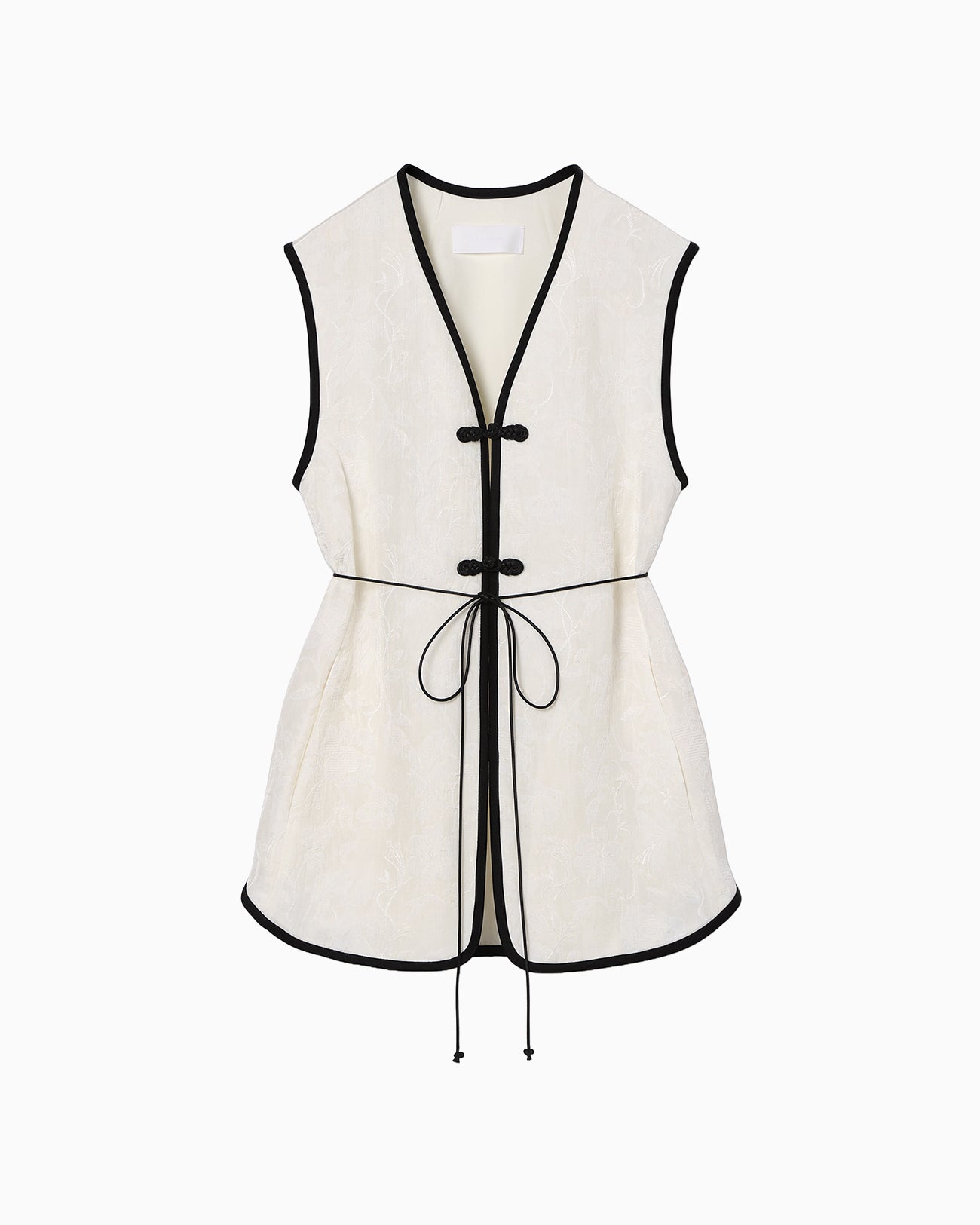 Raised Jacquard Frog Button Vest - ecru - Mame Kurogouchi