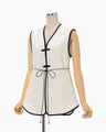 Raised Jacquard Frog Button Vest - ecru