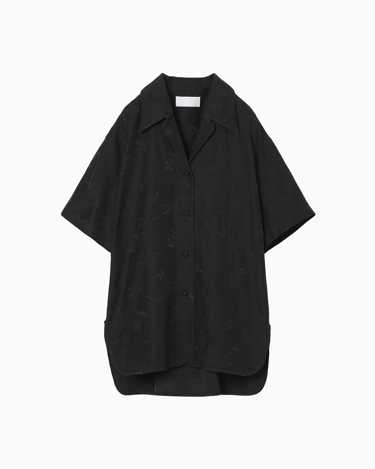 Karako Jacquard Open Collar Shirt - black - Mame Kurogouchi