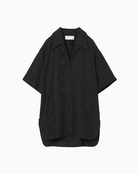 Karako Jacquard Open Collar Shirt - black