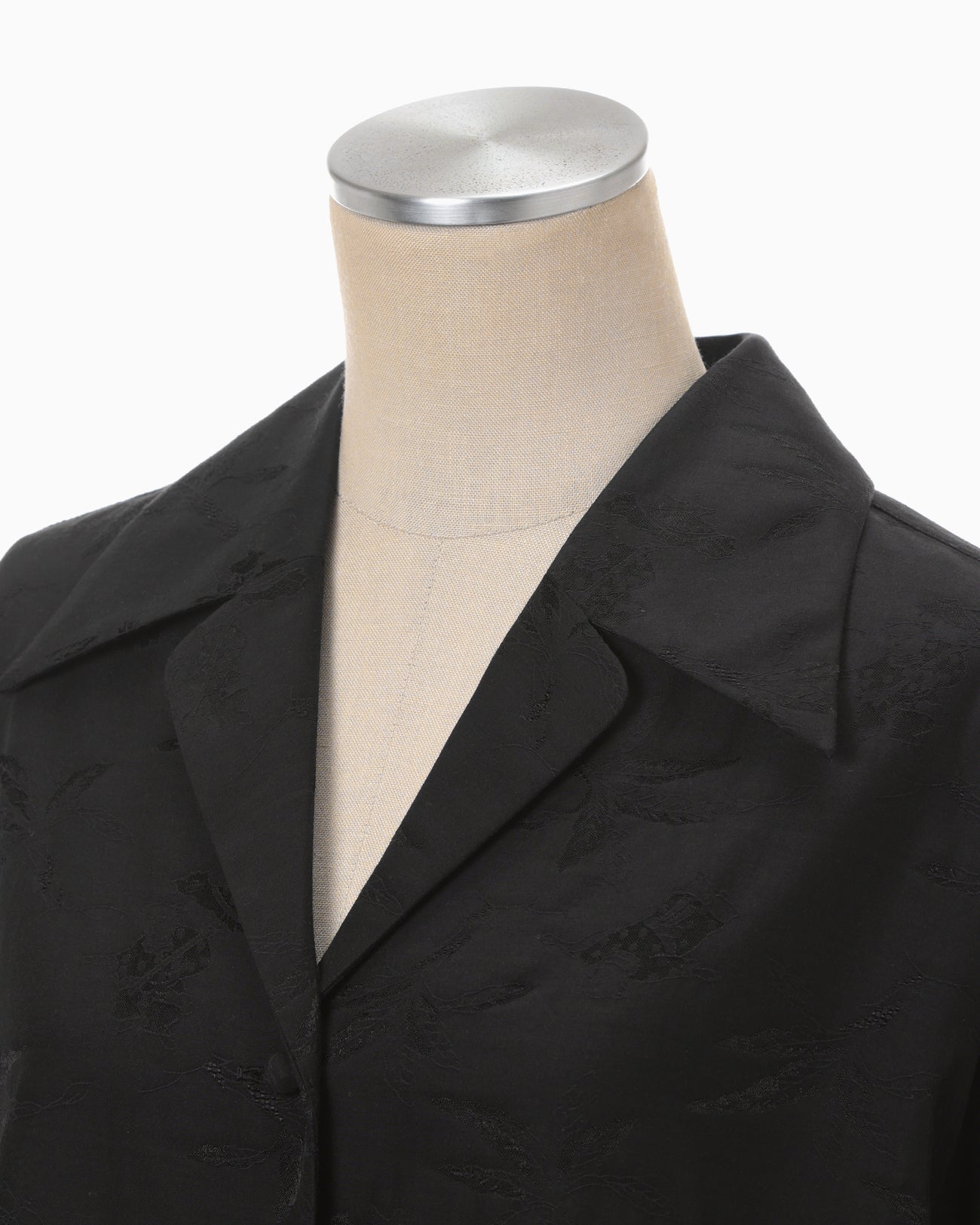 Karako Jacquard Open Collar Shirt - black - Mame Kurogouchi