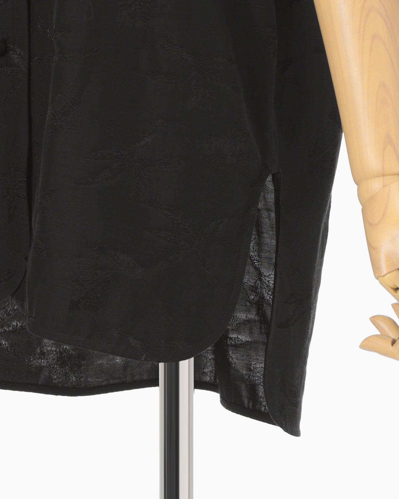 Karako Jacquard Open Collar Shirt - black - Mame Kurogouchi
