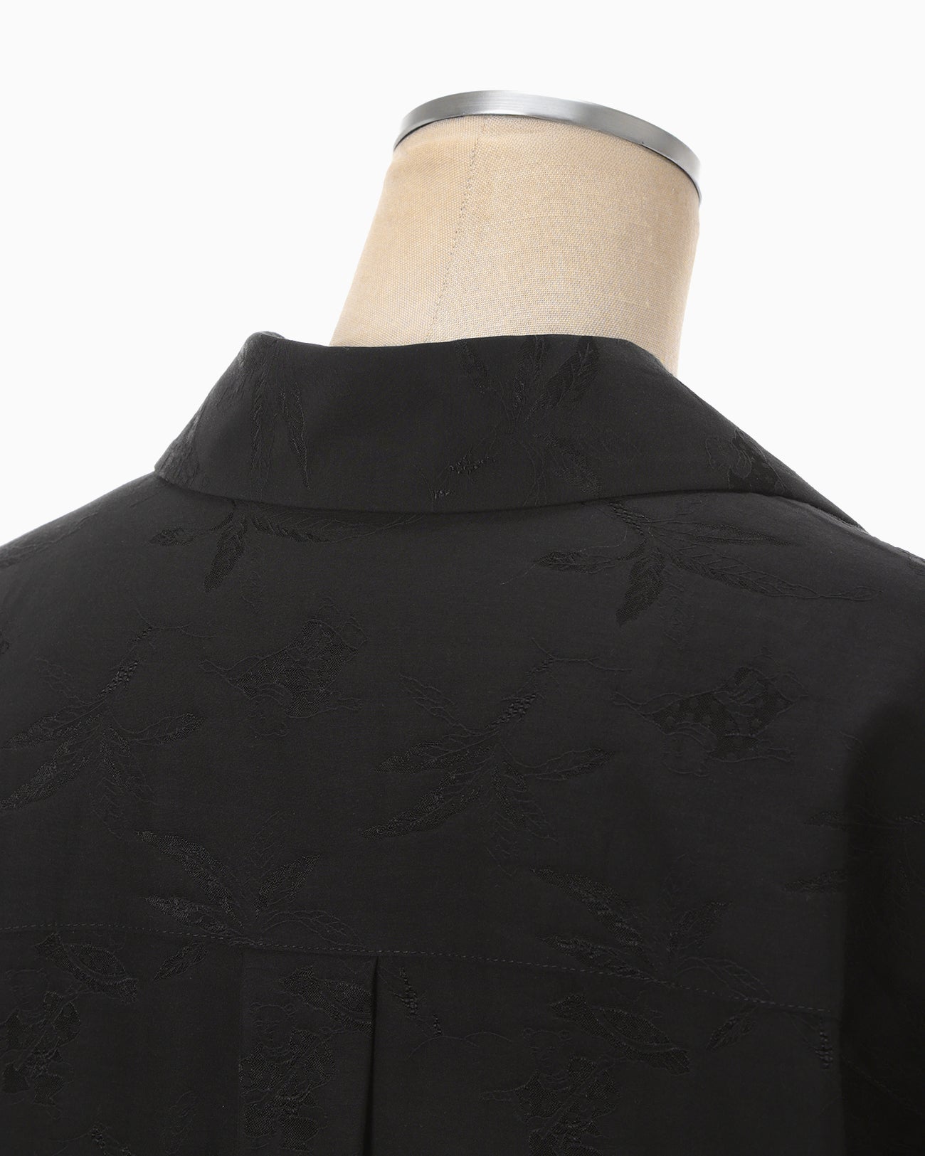 Karako Jacquard Open Collar Shirt - black - Mame Kurogouchi