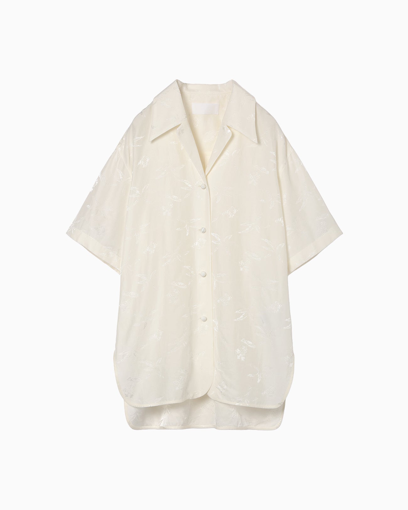 Karako Jacquard Open Collar Shirt - ecru - Mame Kurogouchi
