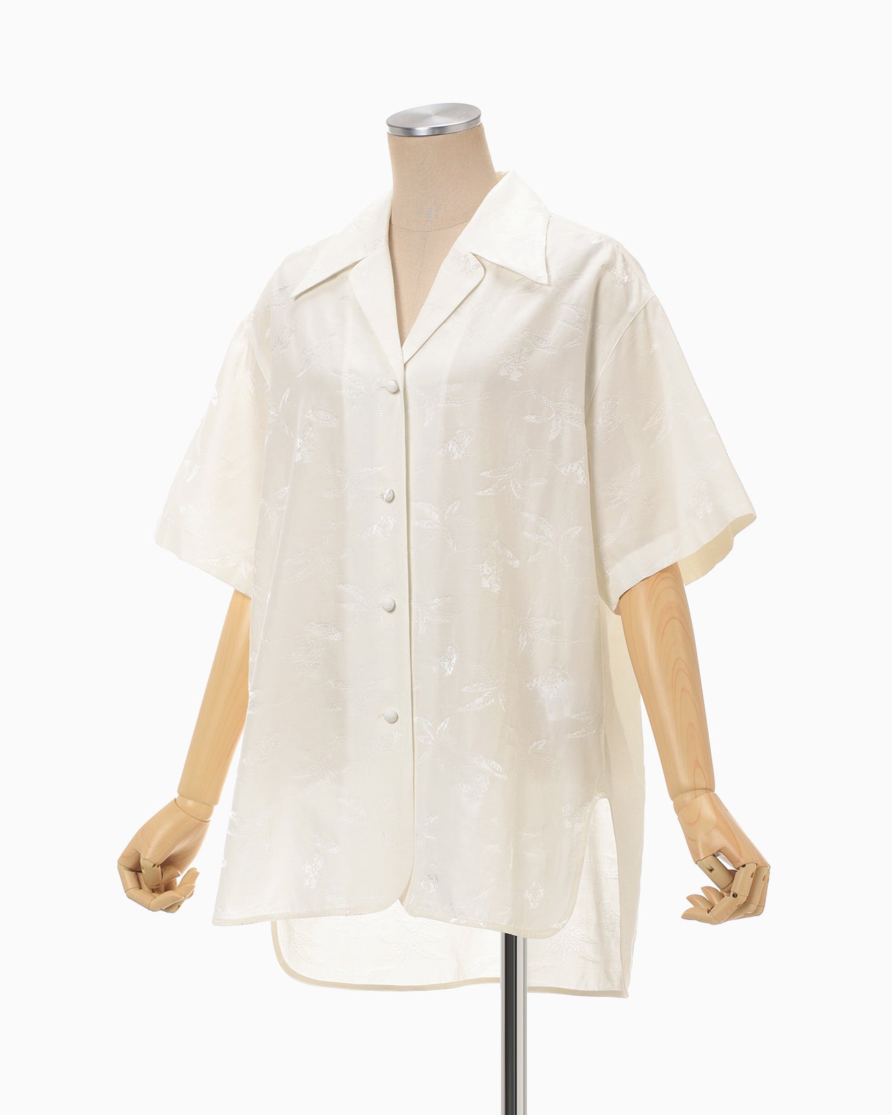 Karako Jacquard Open Collar Shirt - ecru - Mame Kurogouchi