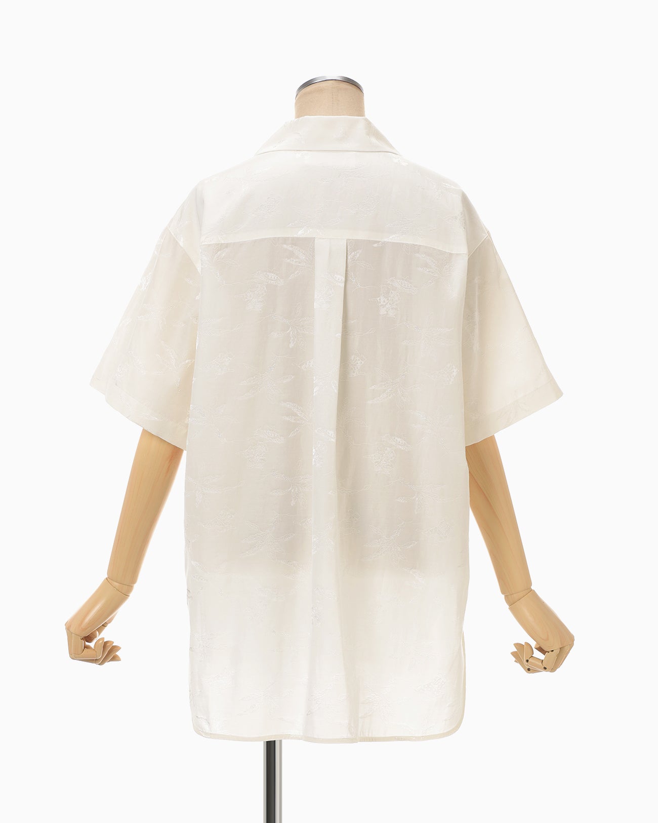 Karako Jacquard Open Collar Shirt - ecru - Mame Kurogouchi