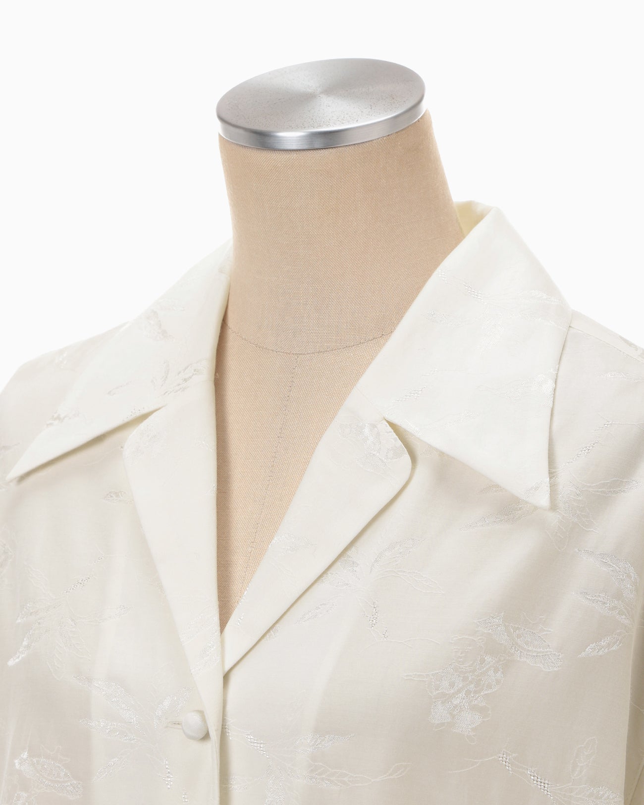 Karako Jacquard Open Collar Shirt - ecru - Mame Kurogouchi Karako Jacquard Open Collar Shirt - ecru - Mame Kurogouchi