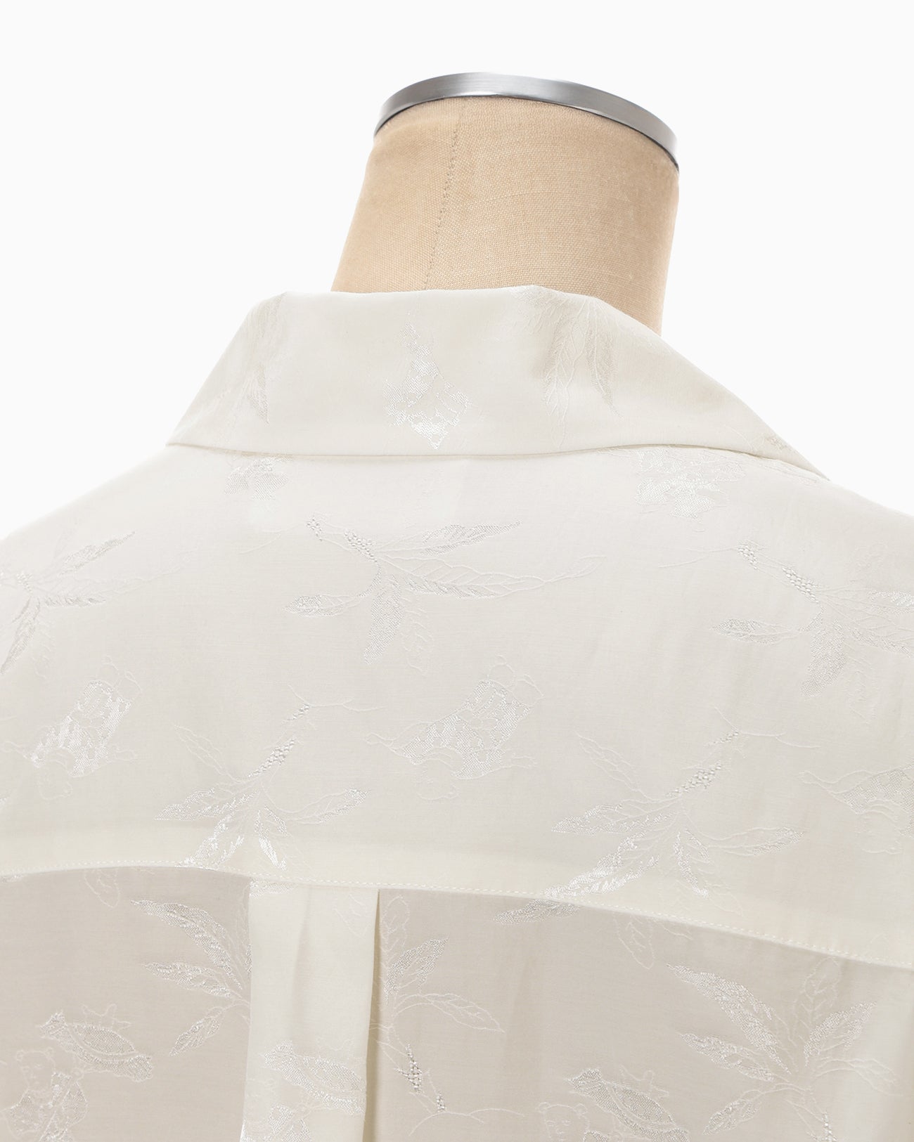Karako Jacquard Open Collar Shirt - ecru - Mame Kurogouchi