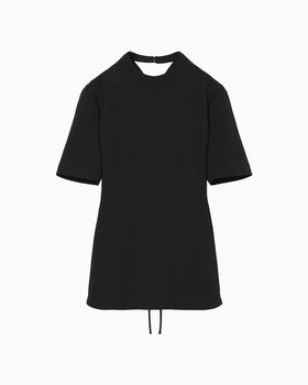 Floral Jacquard Open Back Top - black