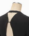 Floral Jacquard Open Back Top - black