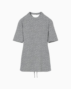 Floral Jacquard Open Back Top - grey