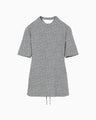 Floral Jacquard Open Back Top - grey