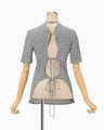 Floral Jacquard Open Back Top - grey