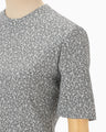 Floral Jacquard Open Back Top - grey
