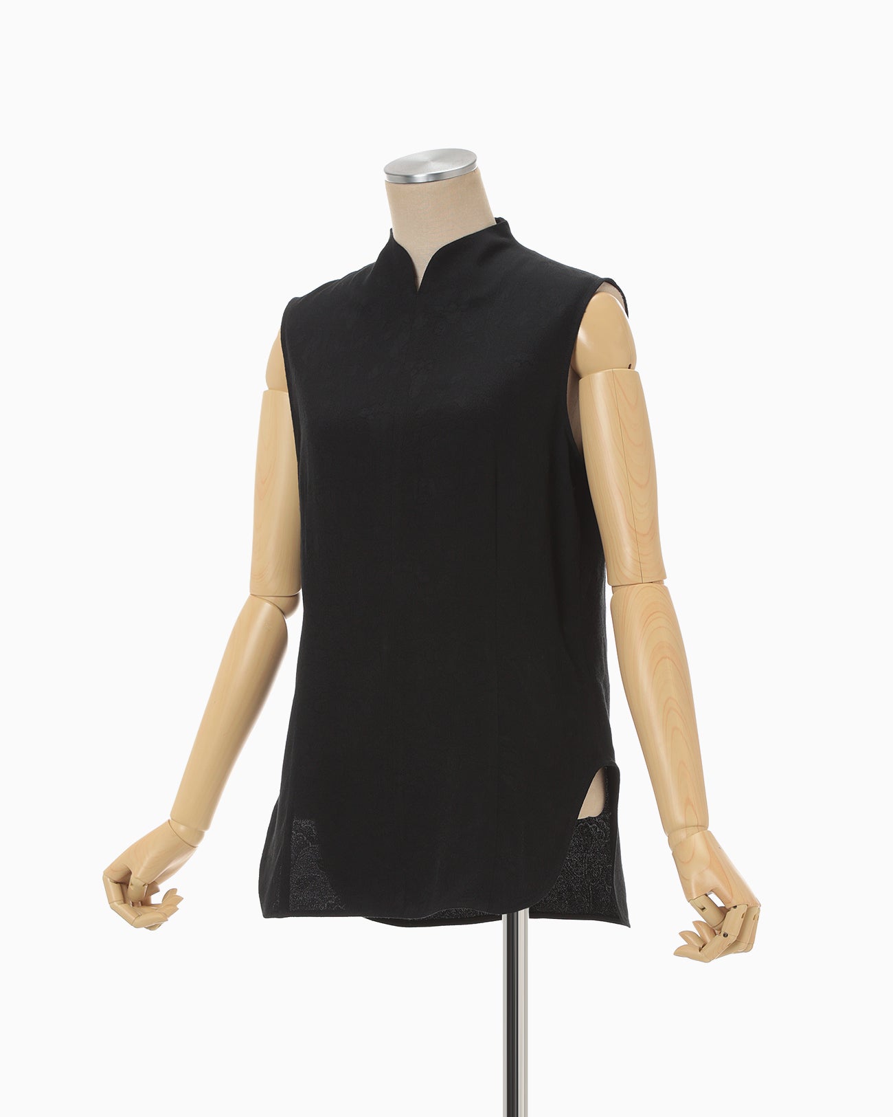 Puffed Floral Jacquard Sleeveless Top - black - Mame Kurogouchi