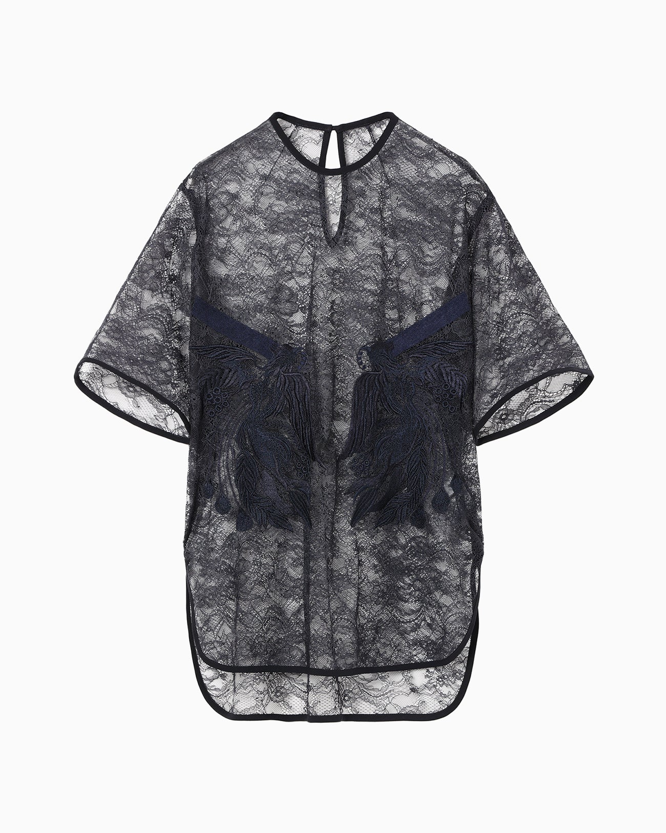 Raschel Lace Embroidered Top - navy - Mame Kurogouchi
